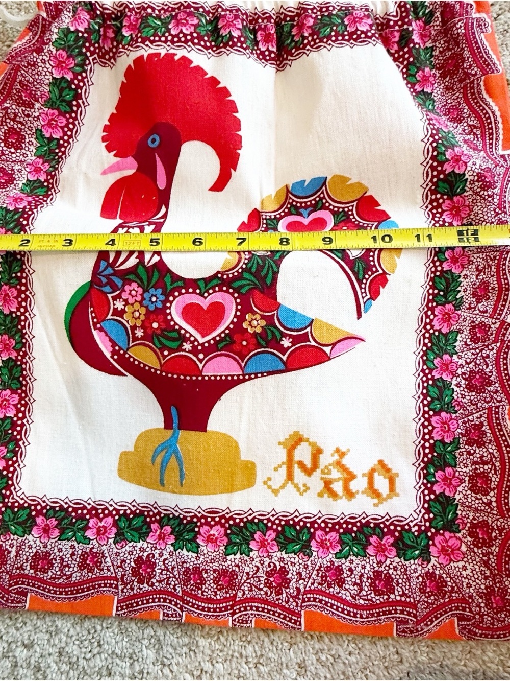 Handmade Portugal Rooster Bread Bag Galo Barcelos Bolsa de Pão Sturdy Drawstring - Picture 9 of 10